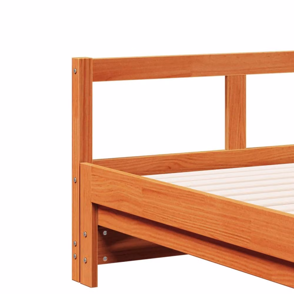 Berkfield Home Rustic Waxed Pine Daybed in Brown, W/D/H: 80 x 200 cm – 4