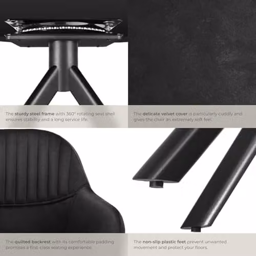 tectake Set of 2 Lona Armchairs in Black – 7