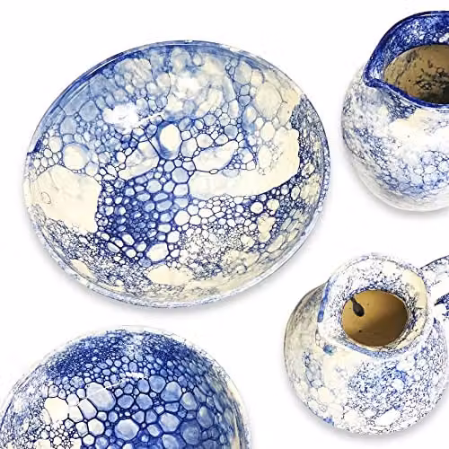 Verano Spanish Ceramics Burbujas Blue and White Dotted Ceramic Pourer Jug – 3