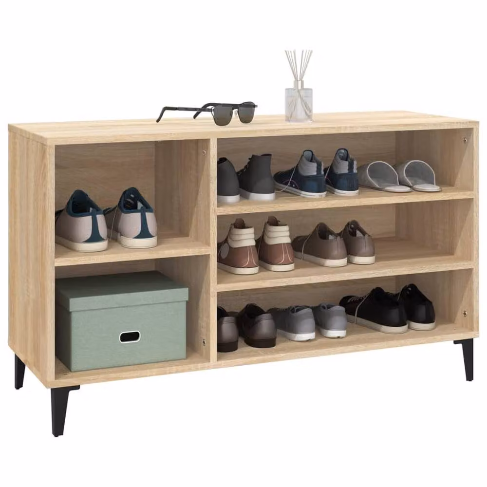 Berkfield Home Sonoma Oak Shoe Cabinet in Beige, W/D/H: 102 x 36 x 60 cm – 2