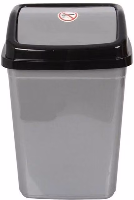PAWNORA 10 Litre Grey Plastic Swing Lid Dustbin with Lid