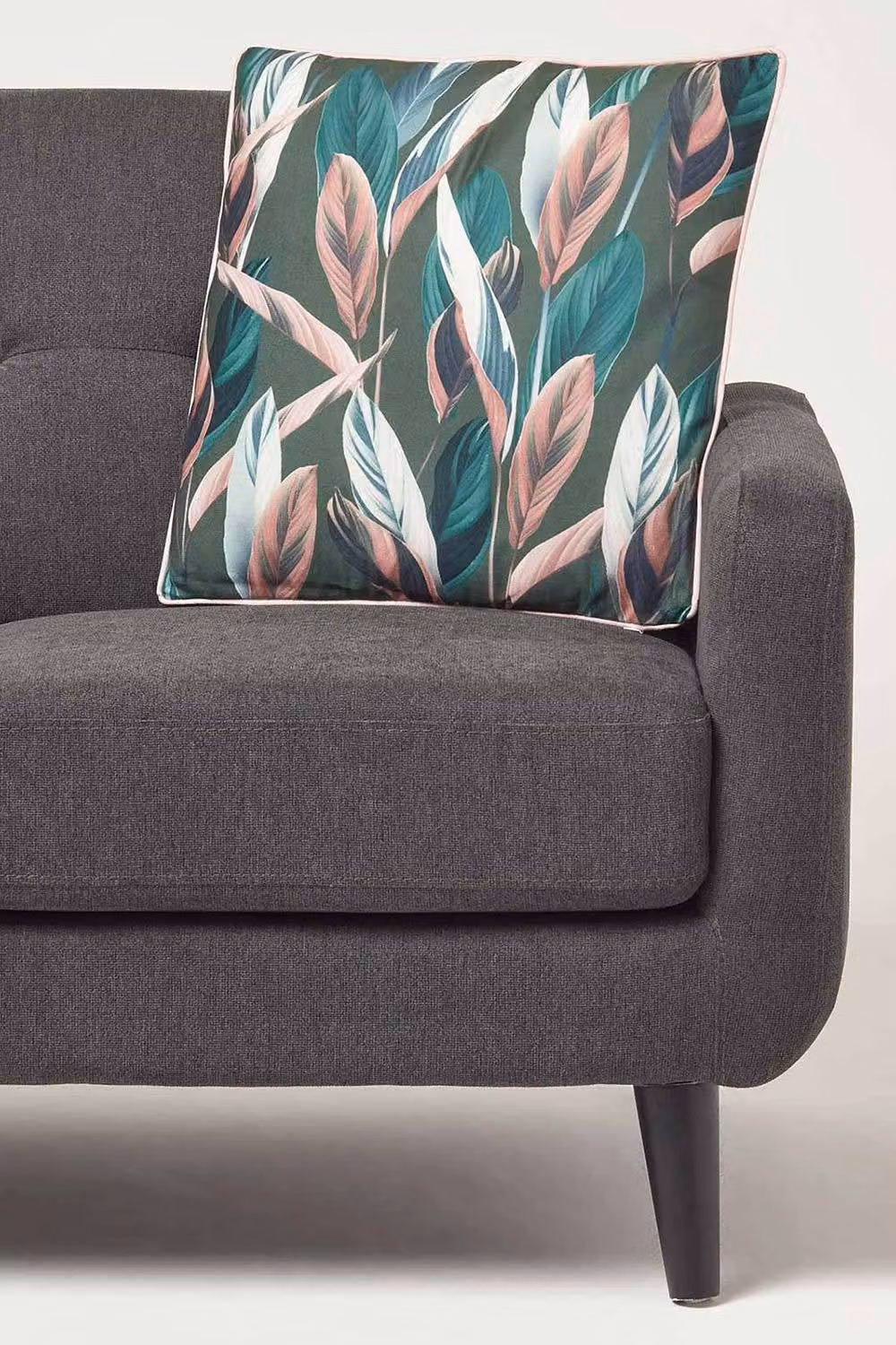 Homescapes Botanical Leaf Decorative Square Cushion with Removable Cover, Green, W/D/H: 45 x 45 x 45 cm – 2