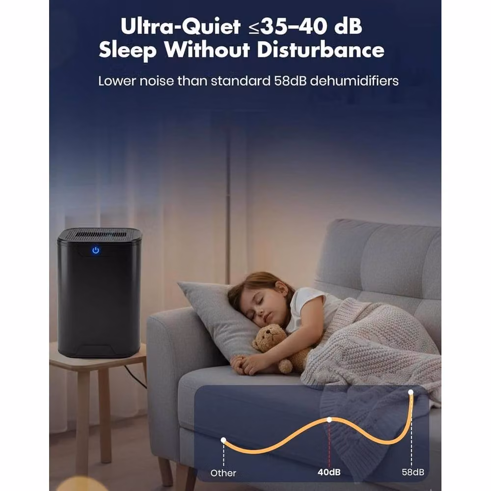 FLAVORA Portable Mini Dehumidifier, Black, 700ml – 3