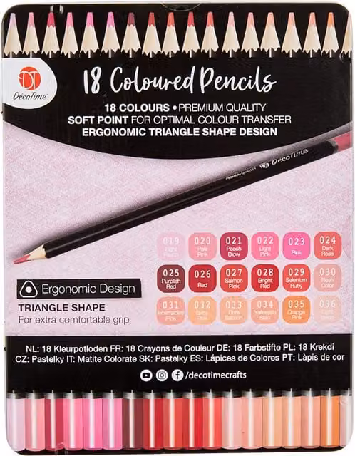 Deco Time Pack of 18 Multicolour Pigment Artist Colouring Pencils