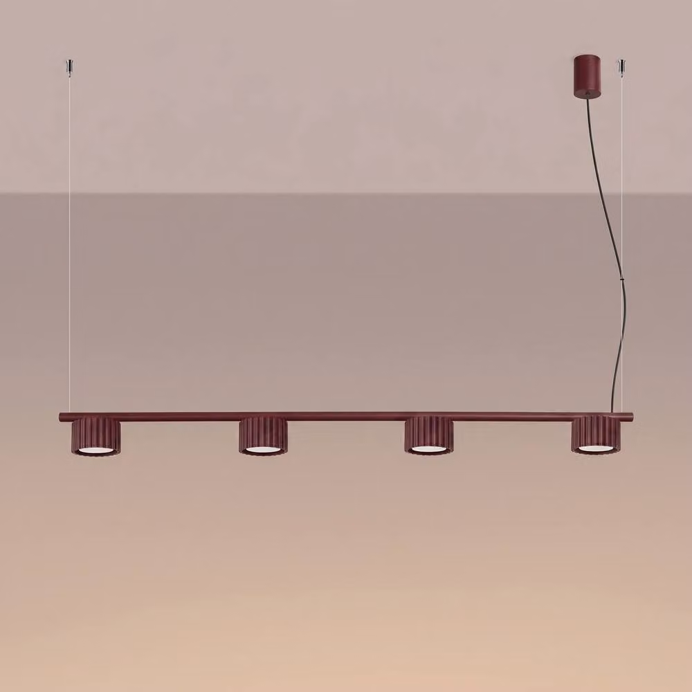 Sollux Lighting minimalist 4-light suspended bar chandelier in burgundy, W/D/H: 208 x 122 x 10 cm – 2
