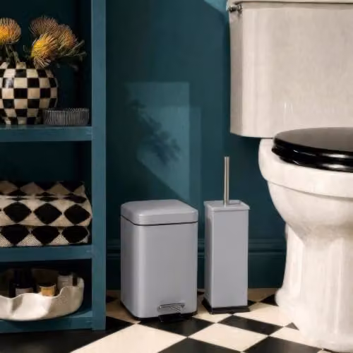 Harbour Housewares 3L Square Stainless Steel Pedal Bin with Removable Inner Bucket in Grey – 6