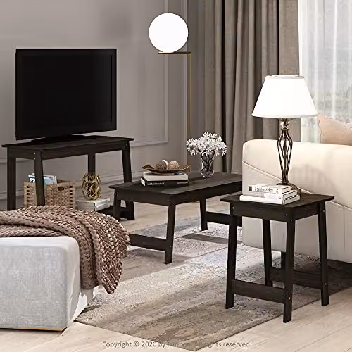 Furinno Beginning Square Side Table in Espresso with H-Legs, W/D/H: 39.4 x 39.4 x 49.0 cm – 2