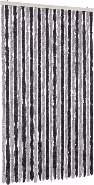Berkfield Home Chenille Fly Curtain in Grey and Black, W/H: 100 x 230 cm