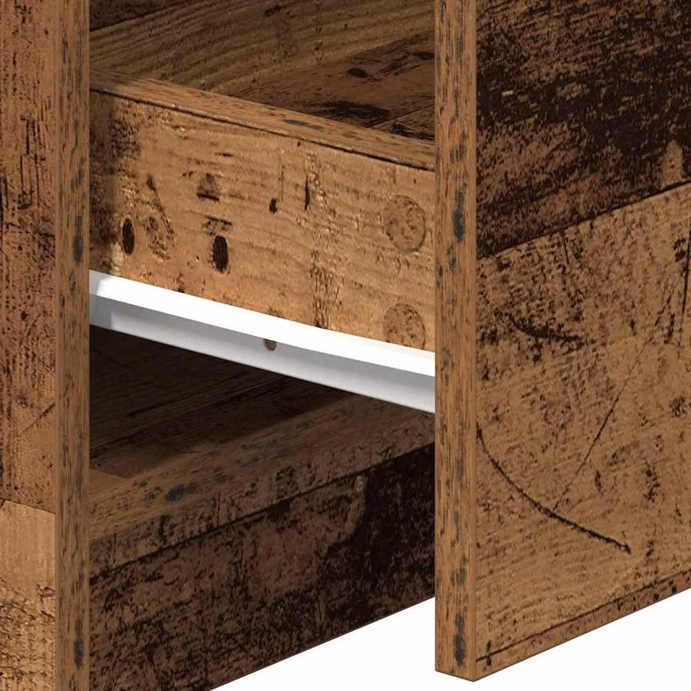 Berkfield Home Set of 2 Durable Bedside Cabinets with 2 Drawers in Brown Old Wood, W/D/H: 40 x 36 x 50 cm – 6