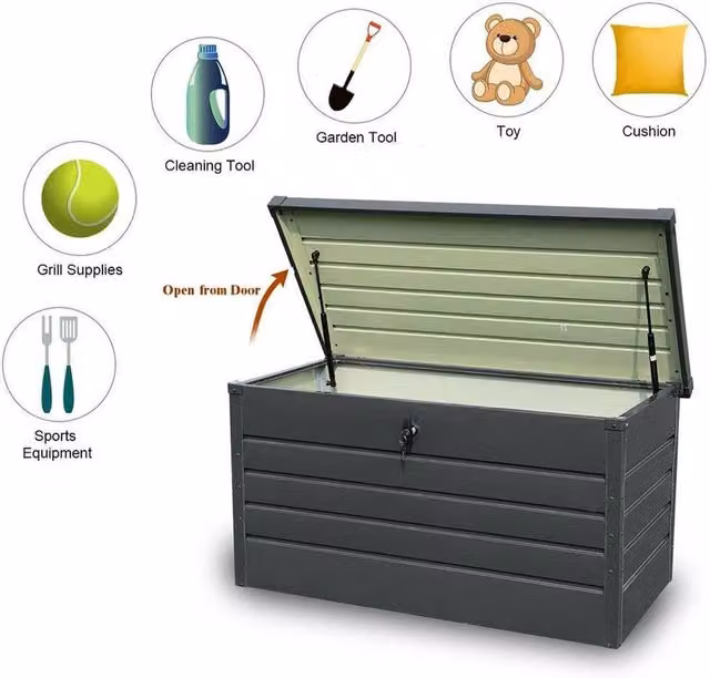 SPETLEK 350 L Metal Garden Storage Box in Grey
