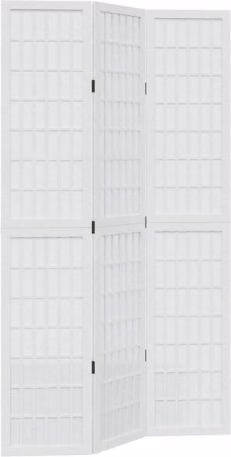 Berkfield Home 3-Panel Room Divider in White Solid Paulownia Wood