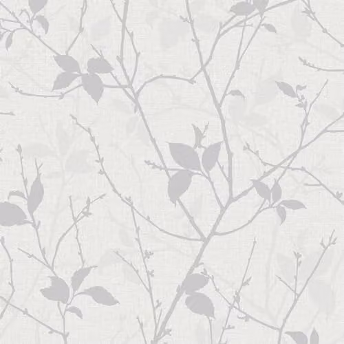 Graham & Brown Botanical Floral Wallpaper in White and Silver