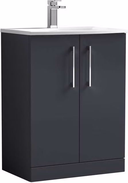 Balterley Modern 2-Door Freestanding Bathroom Basin Vanity Unit, Matt Grey, W: 60.0 cm, H: 83.0 cm