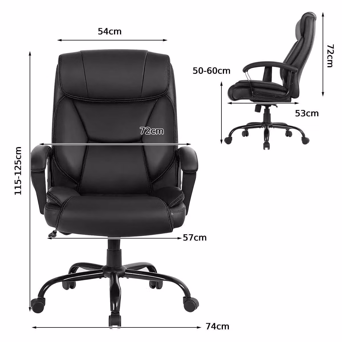 Costway Executive Office Chair with 6-Point Massage, 360 Degree Swivel and Headrest in Black Synthetic Leather – 2