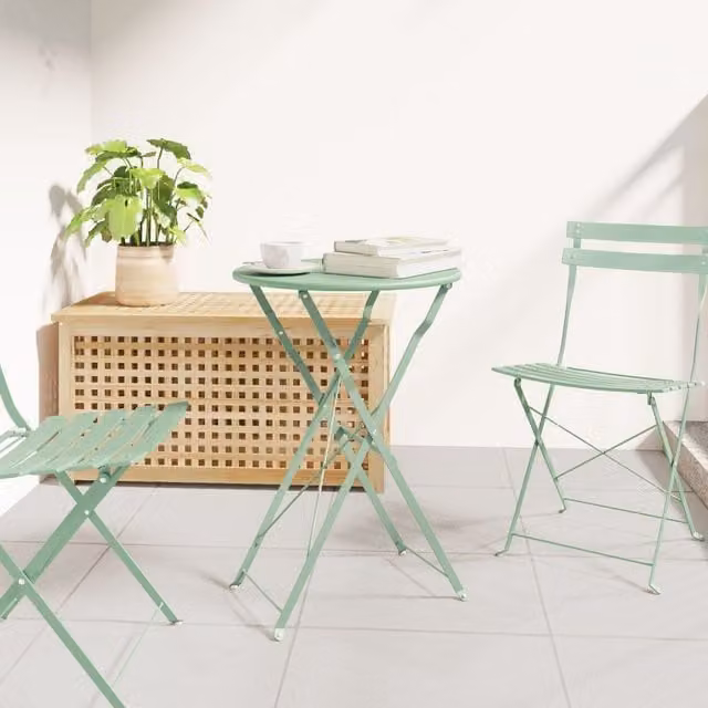 Berkfield Home Folding Garden Table in Light Mint Green Metal, W/D: 50 x 71 cm