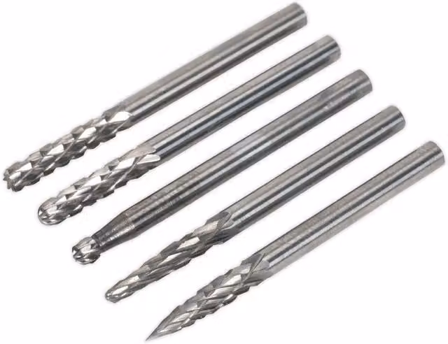 Loops 5 Pack 3mm Micro Tungsten Carbide Burr Bits Set for Rotary Metal Cutting in Silver and Multicolour – 1