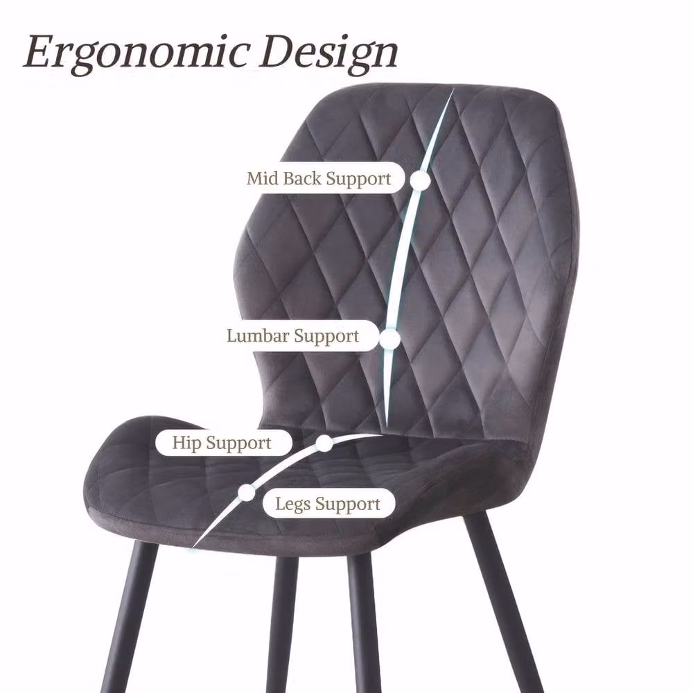 SONARA Modern Velvet Dining Chairs Set of 4 with Ergonomic Curved Backrest in Grey – 5