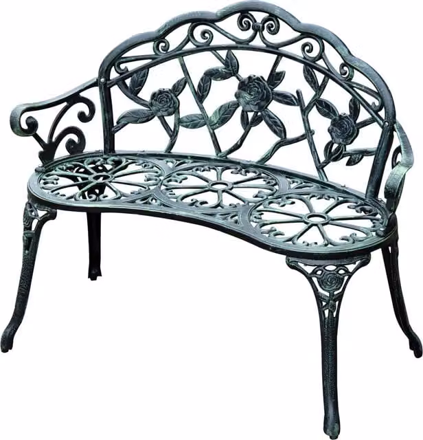 Outsunny Antique Rose Style Powder Coated Aluminium Garden Bench in Green – 1