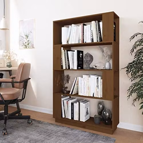 vidaXL Solid Wood Book Cabinet and Room Divider in Honey Brown, W: 80 cm, D: 25 cm, H: 132 cm – 3
