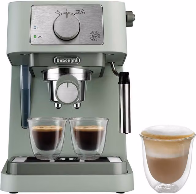 DeLonghi Stilosa Manual Espresso Coffee Machine with Steam Wand in Green and Transparent – 2