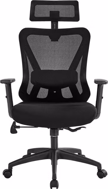 Yaheetech Ergonomic Black Mesh Office Chair with Headrest, Armrests and 360 Degree Swivel for Home Office