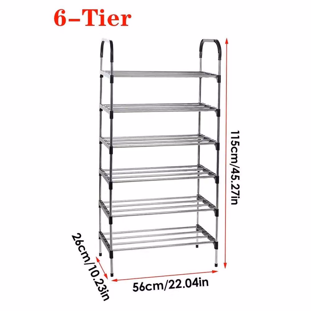 EONLION 6 Tier Freestanding Shoe Rack in Black, W: 50 cm, H: 115 cm, D: 50 cm – 2