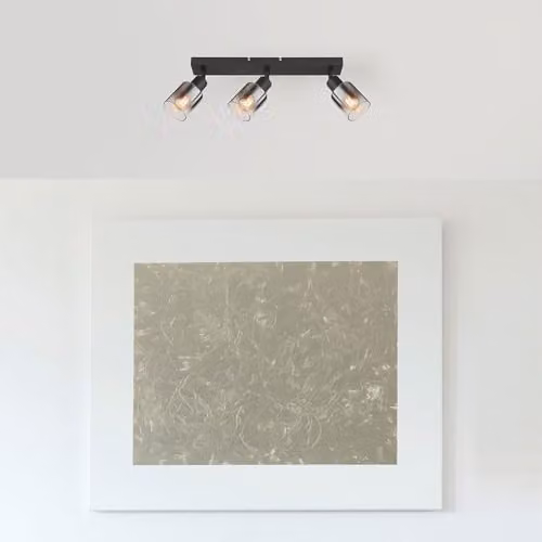 Globo Lighting Hubertus Ceiling Spotlight Bar in Black with Smoky Transparent Glass Shades, 3x E14 – 6