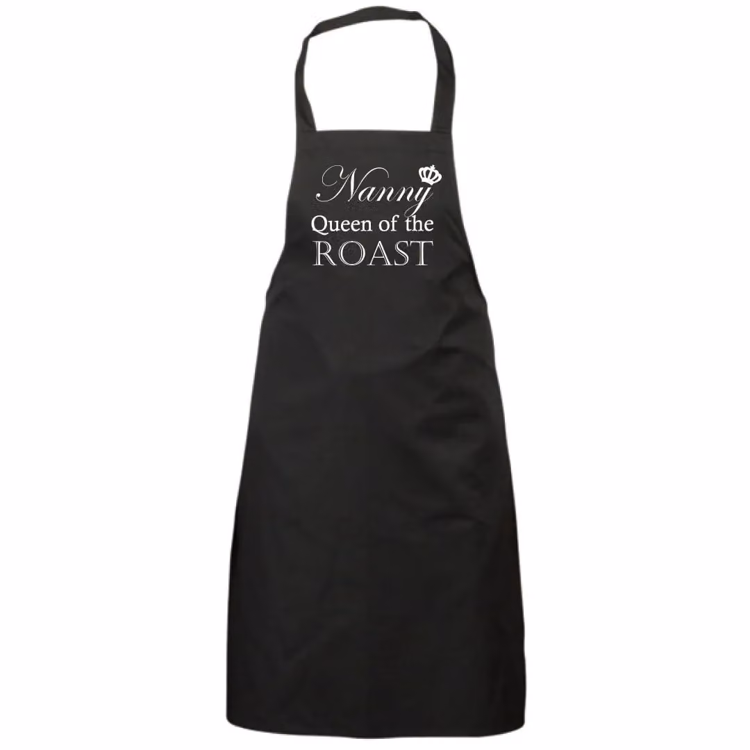60 Second Makeover Nanny Queen Of The Roast Black Cotton Apron – 2