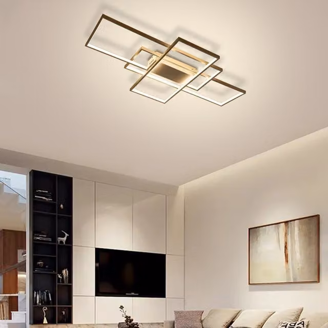 Livingandhome Modern Rectangular LED Flush Ceiling Light, Dimmable