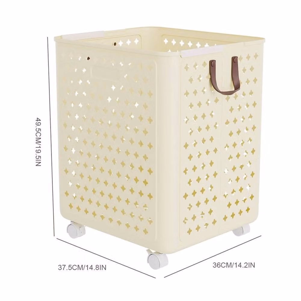 EONLION XL Collapsible Laundry Hamper on Wheels with Handles, Beige – 2