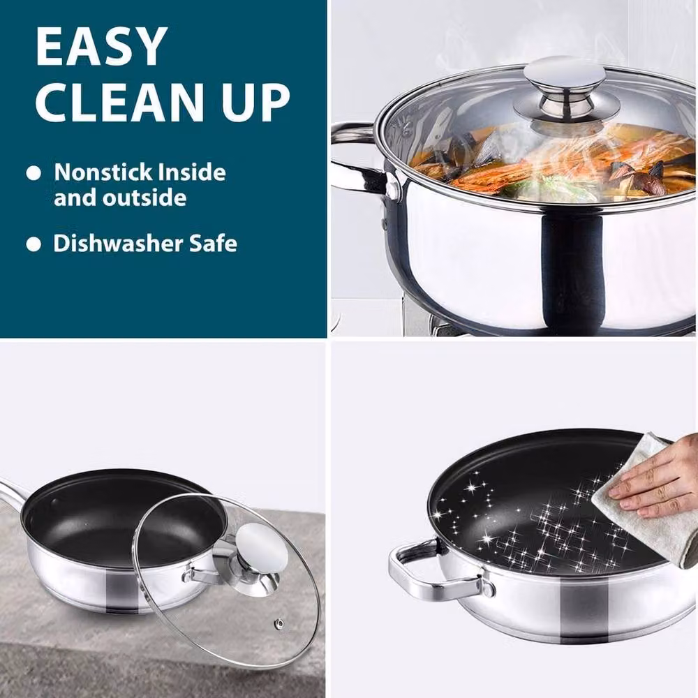 SPETLEK 12-Piece Stainless Steel Cookware and Casserole Set in Silver – 4