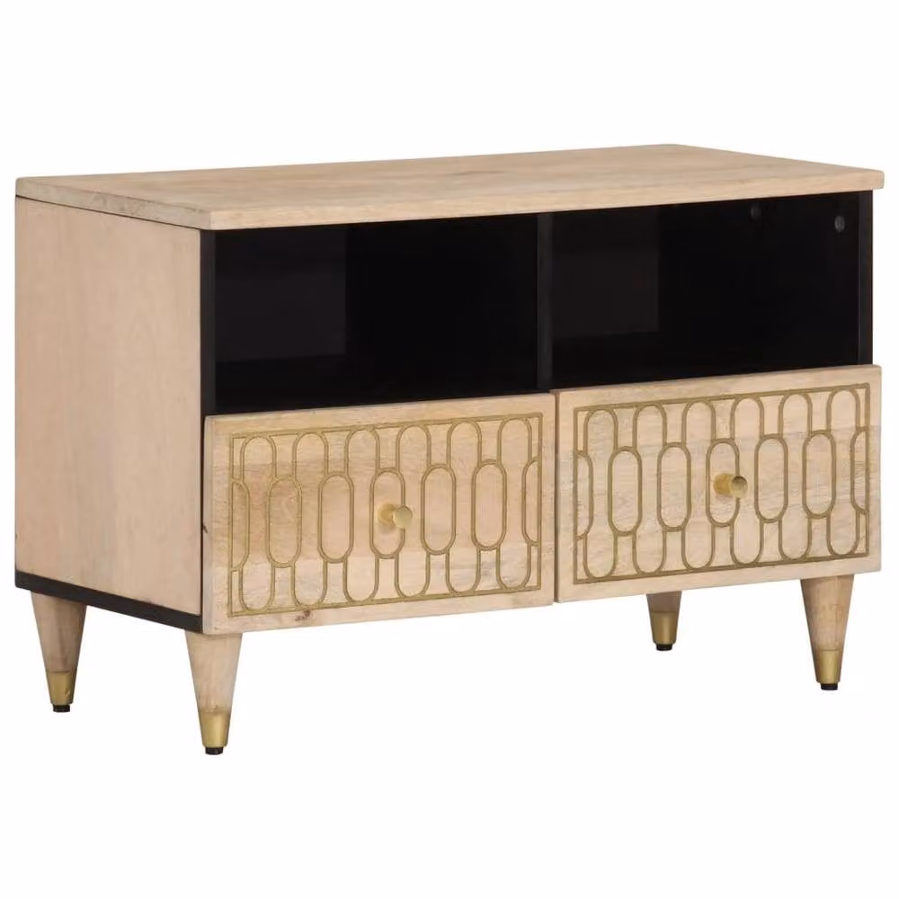 Berkfield Home Mango Wood TV Cabinet in Light Tan, W/D/H: 70 x 33 x 46 cm – 2