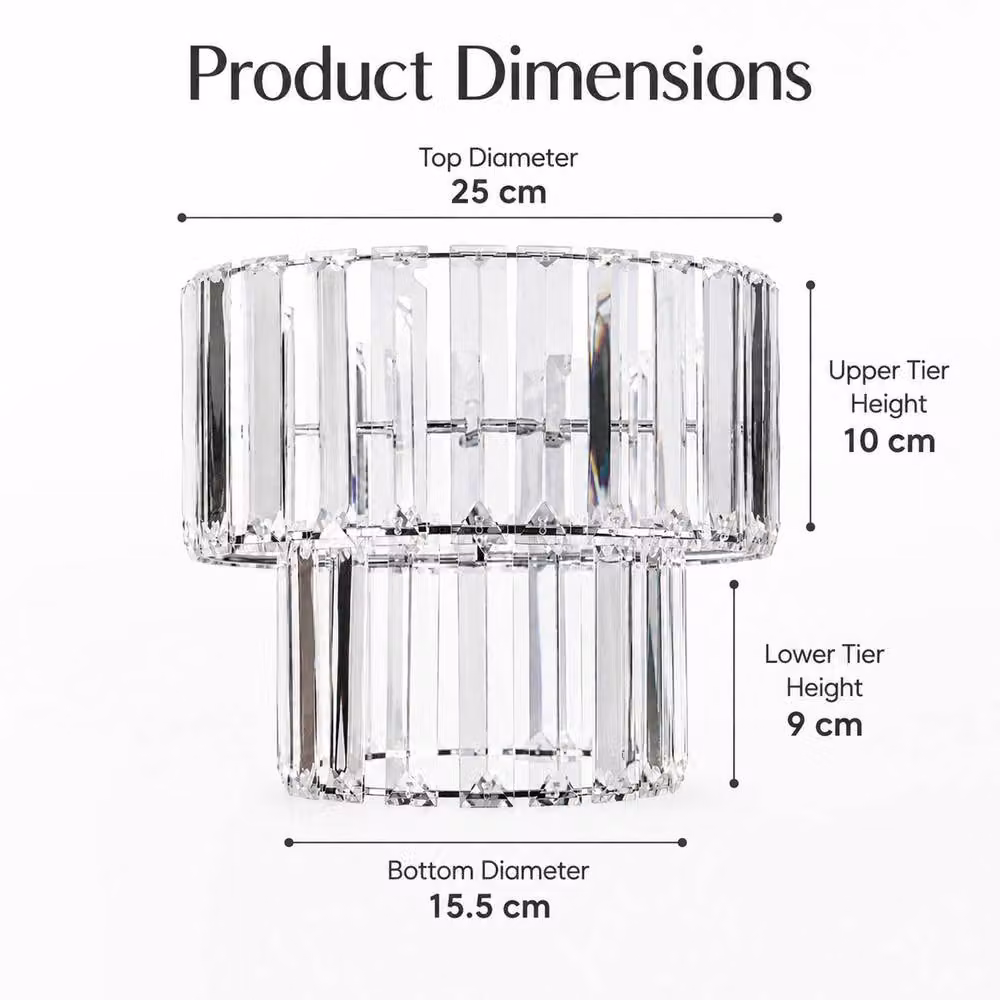 Voltico Tiered Crystal Effect Acrylic Lampshade, Clear, Diameter: 25 cm – 2