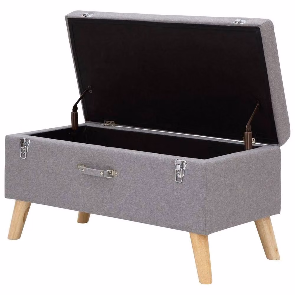 FORGEVIO Upholstered Window Seat with Storage in Grey Fabric – 2