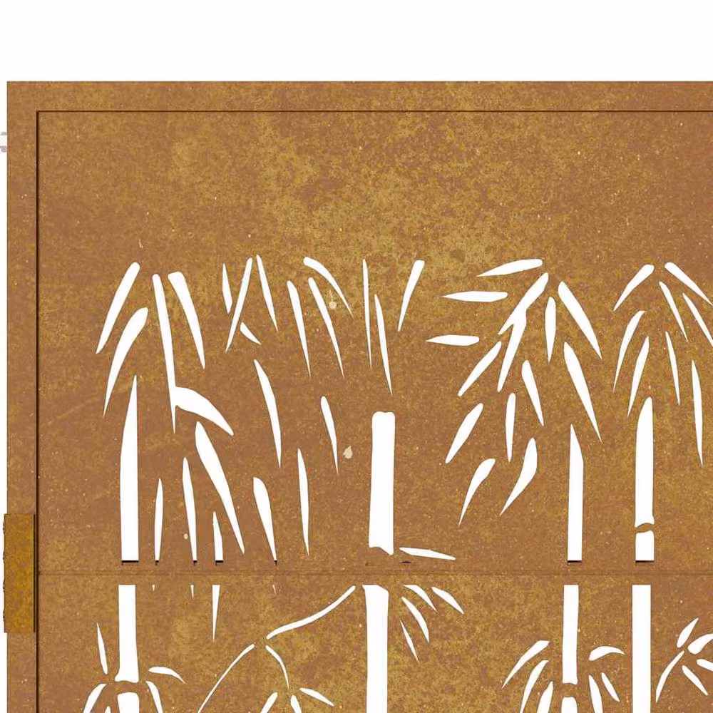 Berkfield Home Beautiful Garden Gate, Brown Corten Steel with Bamboo Design, W: 105 cm, H: 130 cm – 3