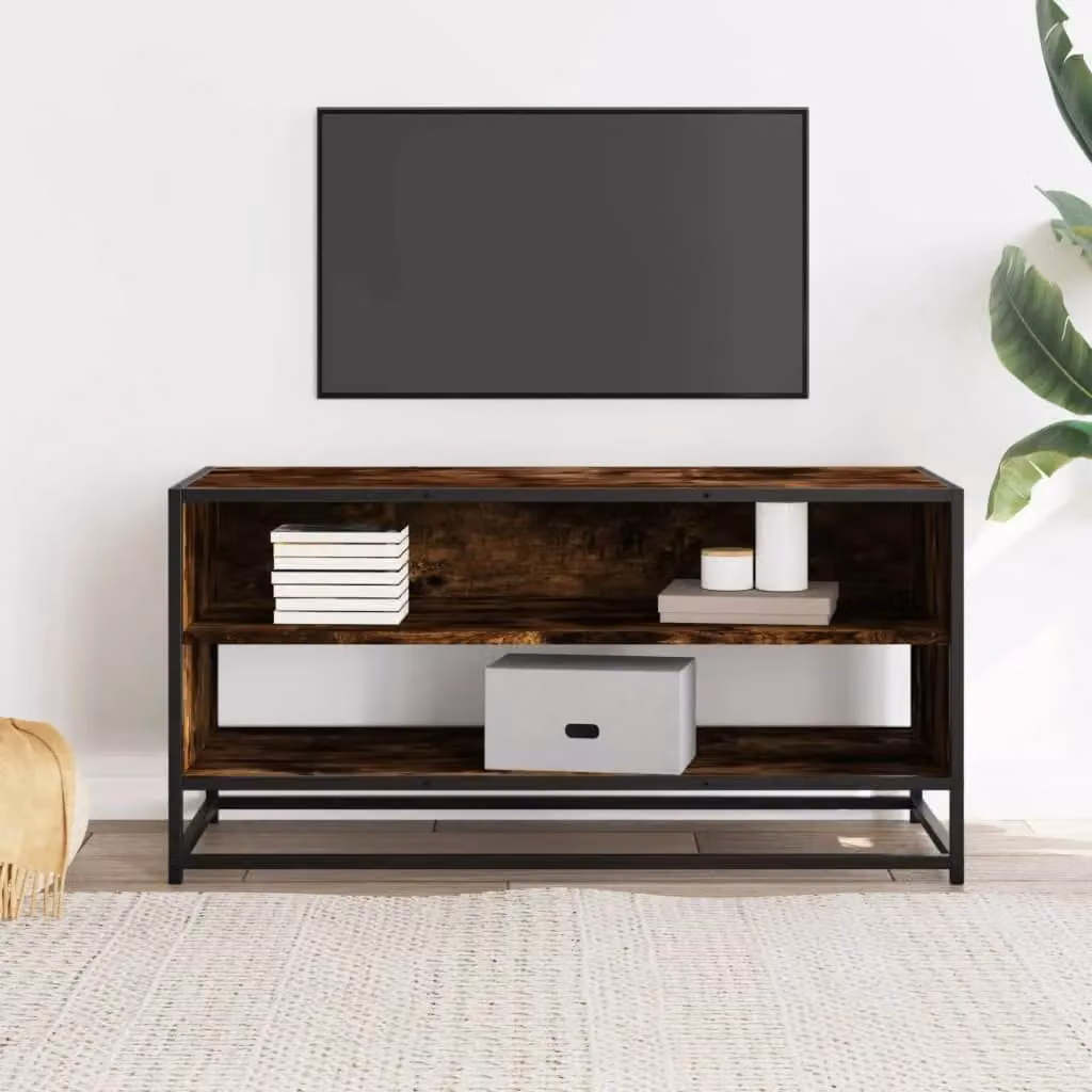 Berkfield Home Industrial TV Cabinet in Smoked Oak and Brown, W/D/H: 91 x 40 x 46 cm – 3