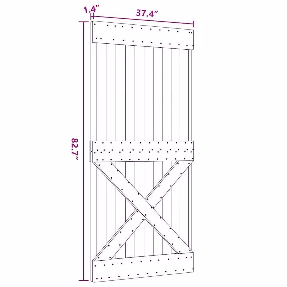 Berkfield Home Narvik Rustic Solid Pine Door in Natural, W: 95 cm, H: 210 cm – 2