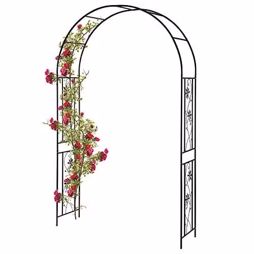 Garden Gear Black Metal Garden Arch and Climbing Plant Support, H: 219 cm x W: 135 cm x D: 39 cm – 1