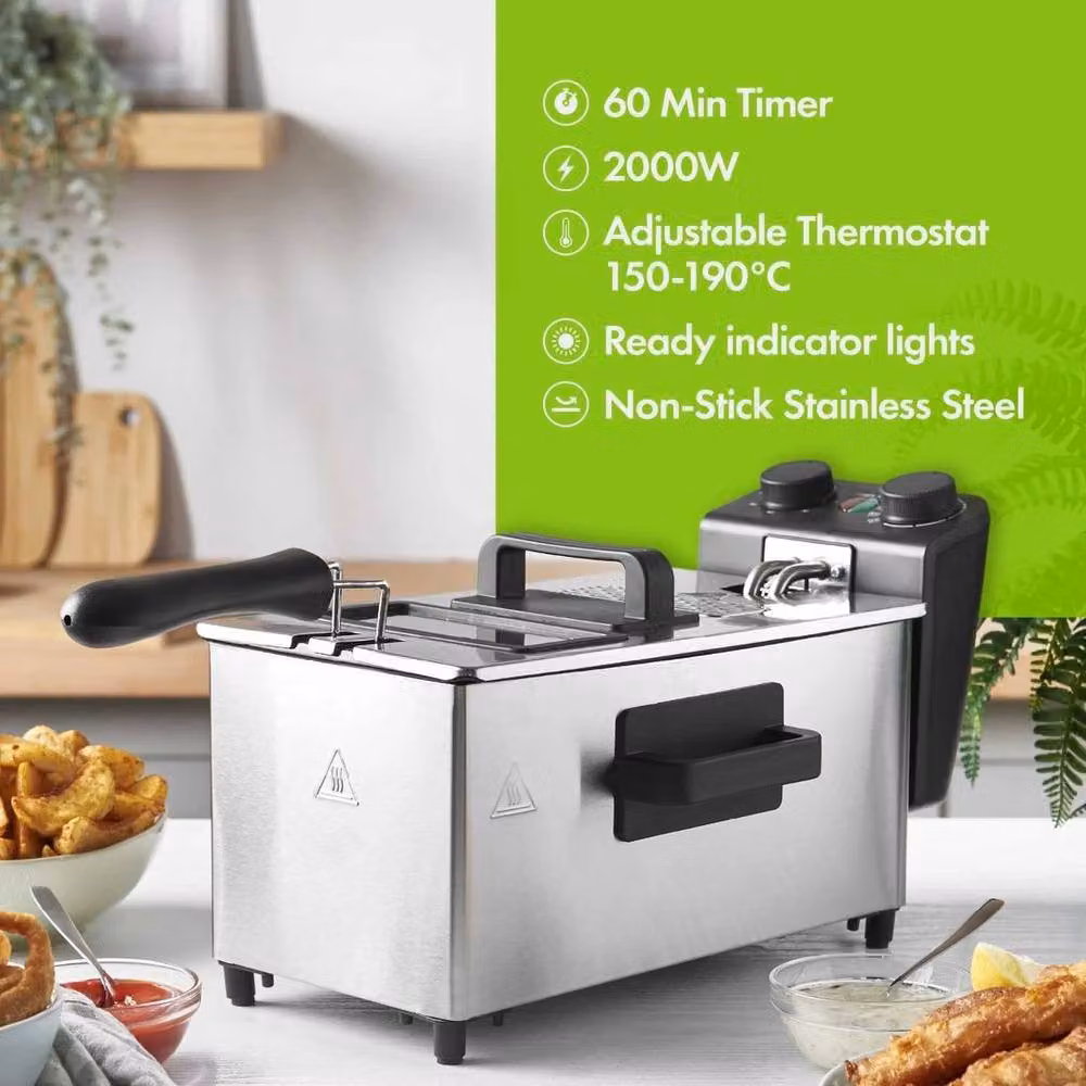EONLION 2000W Deep Fat Fryer with 3L Capacity and Adjustable Thermostat in Silver – 5