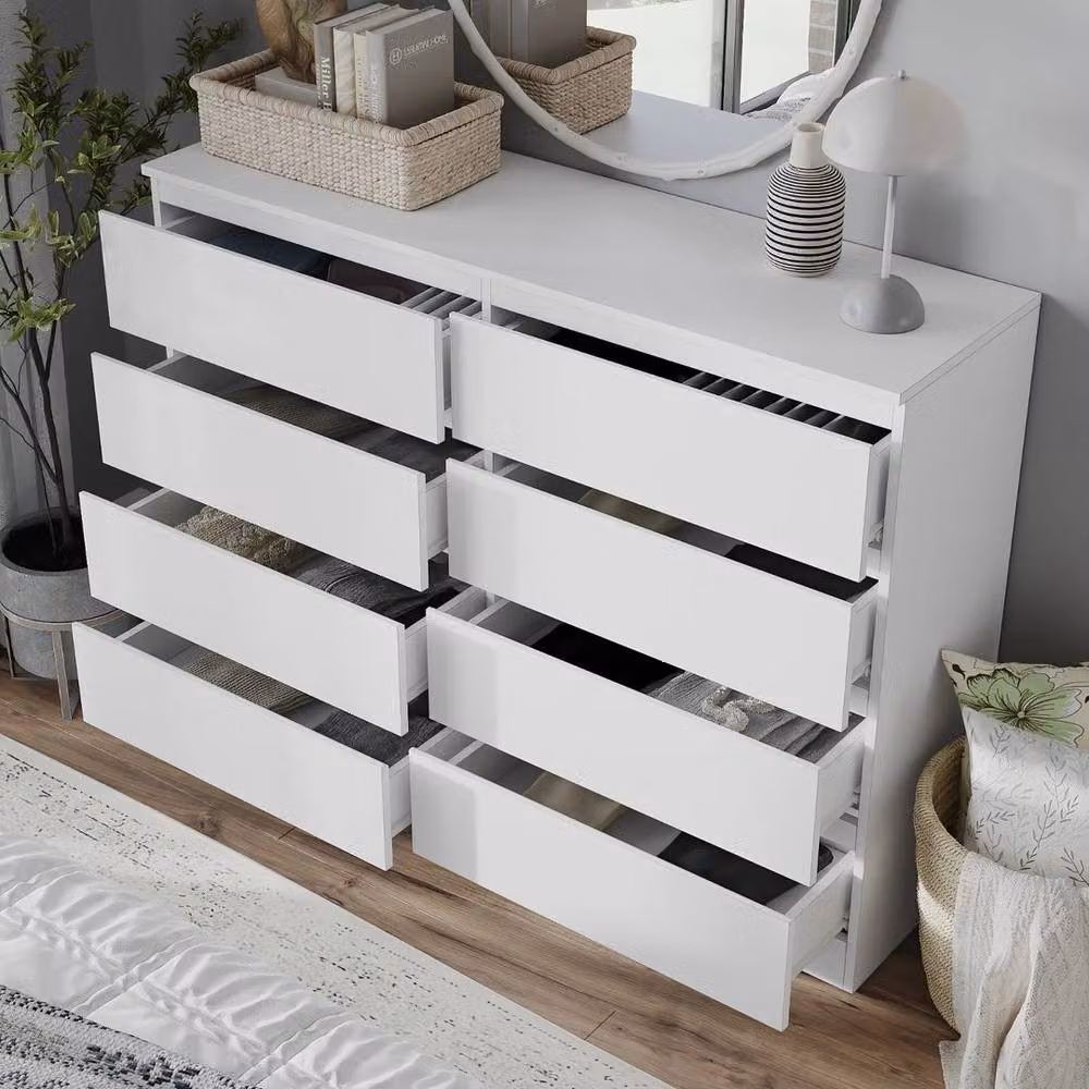 FORGEVIO Modern 8 Drawer Chest in White Matt MDF – 3