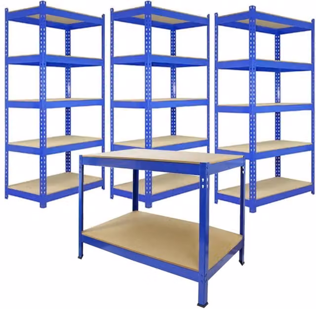 Monstershop Q-Rax Blue Metal Racking Units and Workbench Set – 1