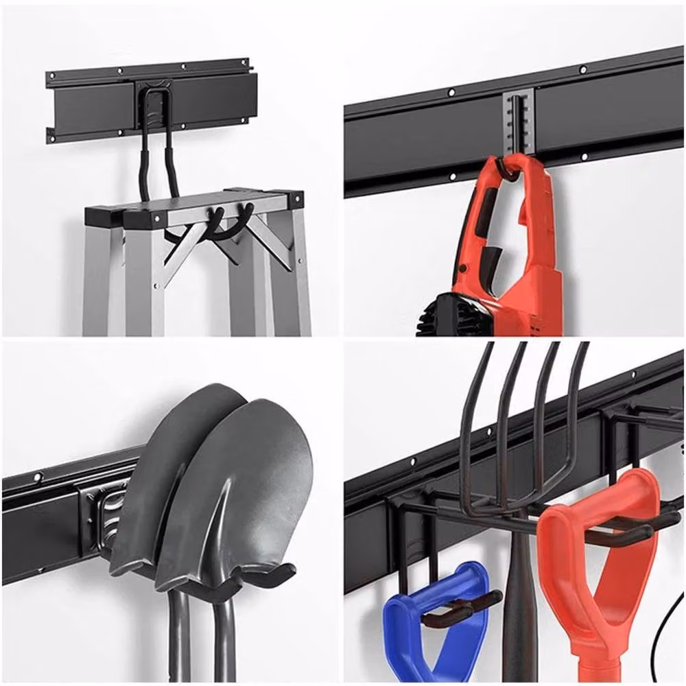 SPETLEK 2x Wall Mounted Tool Rack Organiser with Long Hooks in Black, H x W: 2000 x 1000 mm – 2