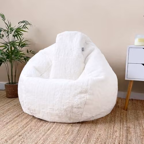 rucomfy Hygge Faux Fur Bean Bag Chair for Adults in Natural, W/D/H: 80 x 110 cm – 2