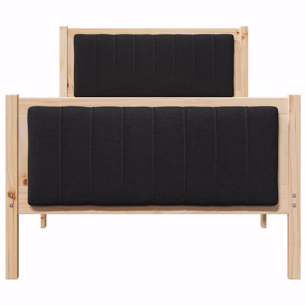 Berkfield Home Solid Pine Wood Bed Frame in Brown and Black, W/D/H: 90 x 200 cm – 3