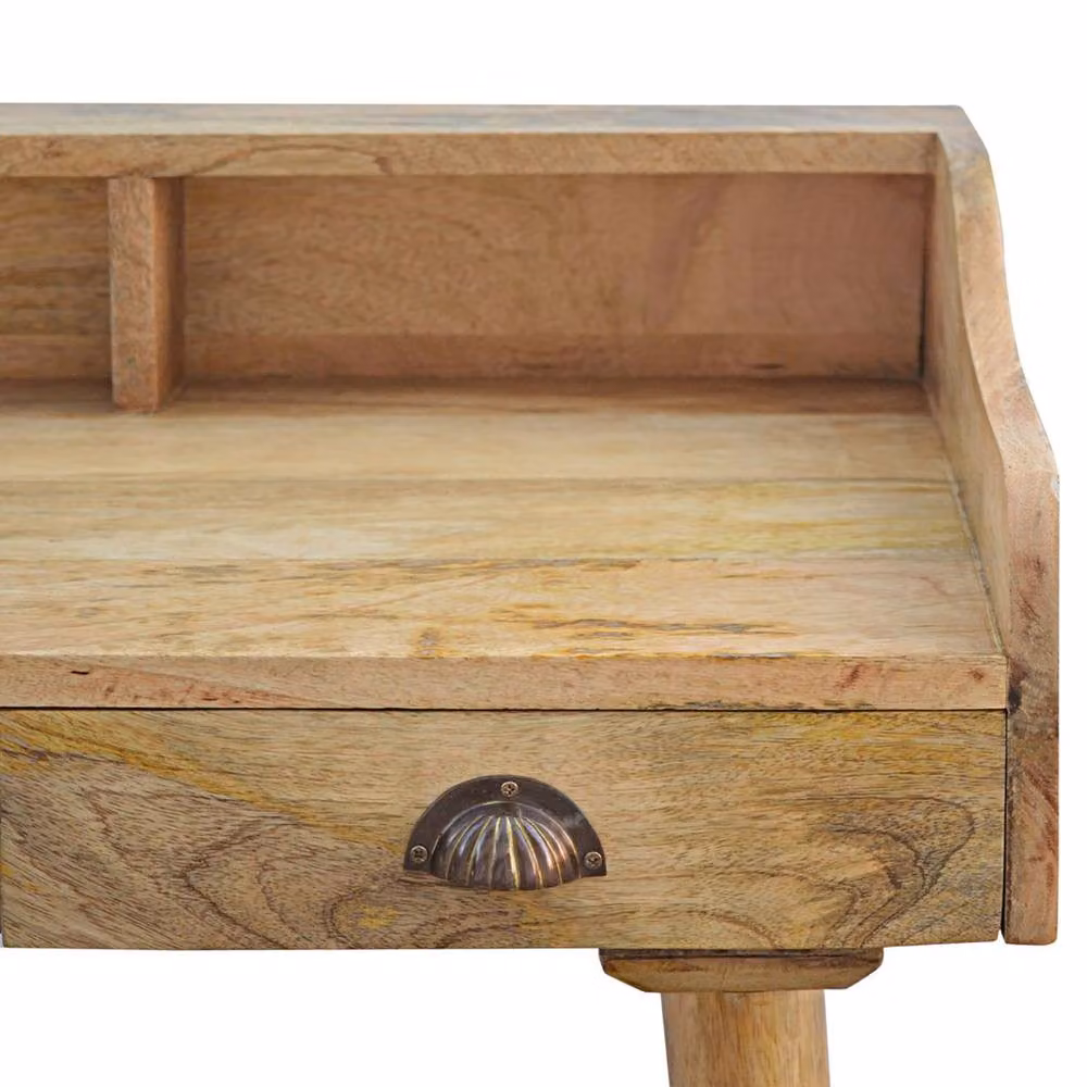 Wyld Haus Taormina Retro Mango Wood Writing Desk with 3 Drawers and Gallery Back, Brown, W/D/H: 100 x 45 x 76 cm – 5