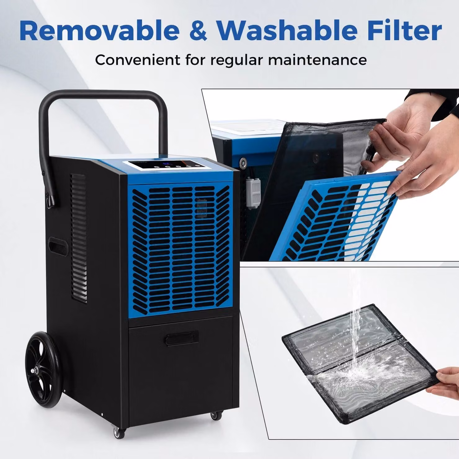 Gymax 66L Commercial Crawl Space Dehumidifier with Pump, Blue – 7