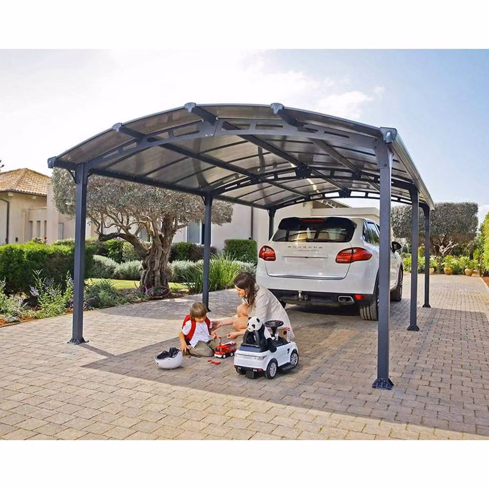 Palram Arcadia 6400 Curved Polycarbonate Carport in Grey, W: 359 cm, D: 649 cm, H: 242 cm – 2