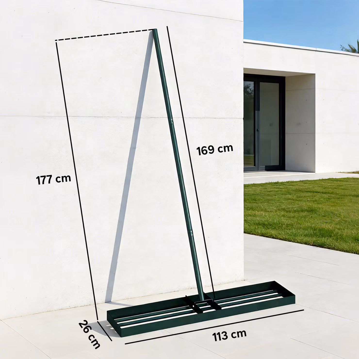 Outsunny Lawn Levelling Rake with 169 cm Handle, Green Metal Lawn Leveller Lute for Grass, Soil, Sand and Golf Courses – 3