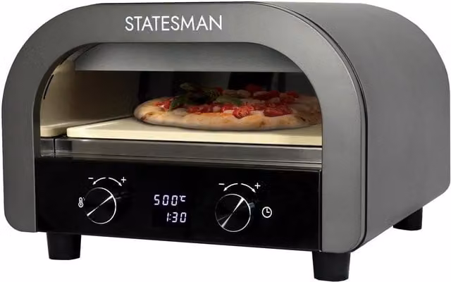 Statesman 12 Inch Electric Pizza Oven in Grey with Digital Display and Timer