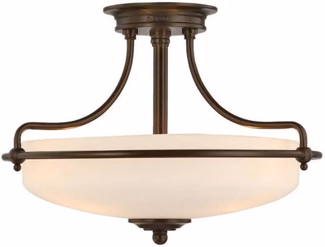 Netlighting Griffin 3 Light Semi Flush Ceiling Light in Bronze with E27 Bulb Holder